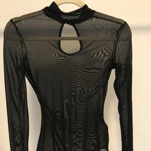 SHEIN XS Black mesh bodysuit